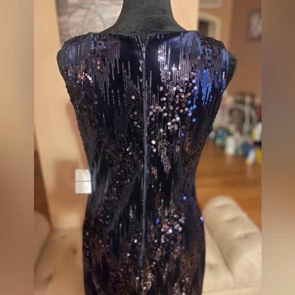 New with tags Jackie Jon midnight blue Sequins Velvet Dress - Picture 7 of 7